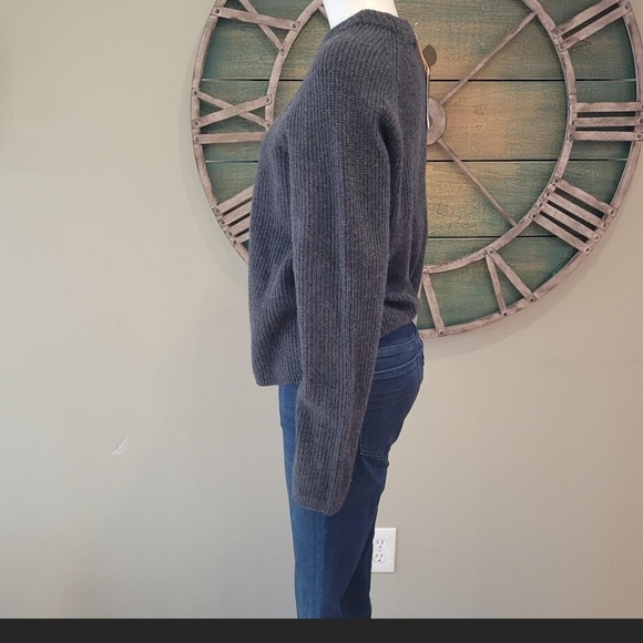 Quince Mongolian 100% Cashmere Crewneck Fisherman Sweater In Charcoal - Picture 2 of 14